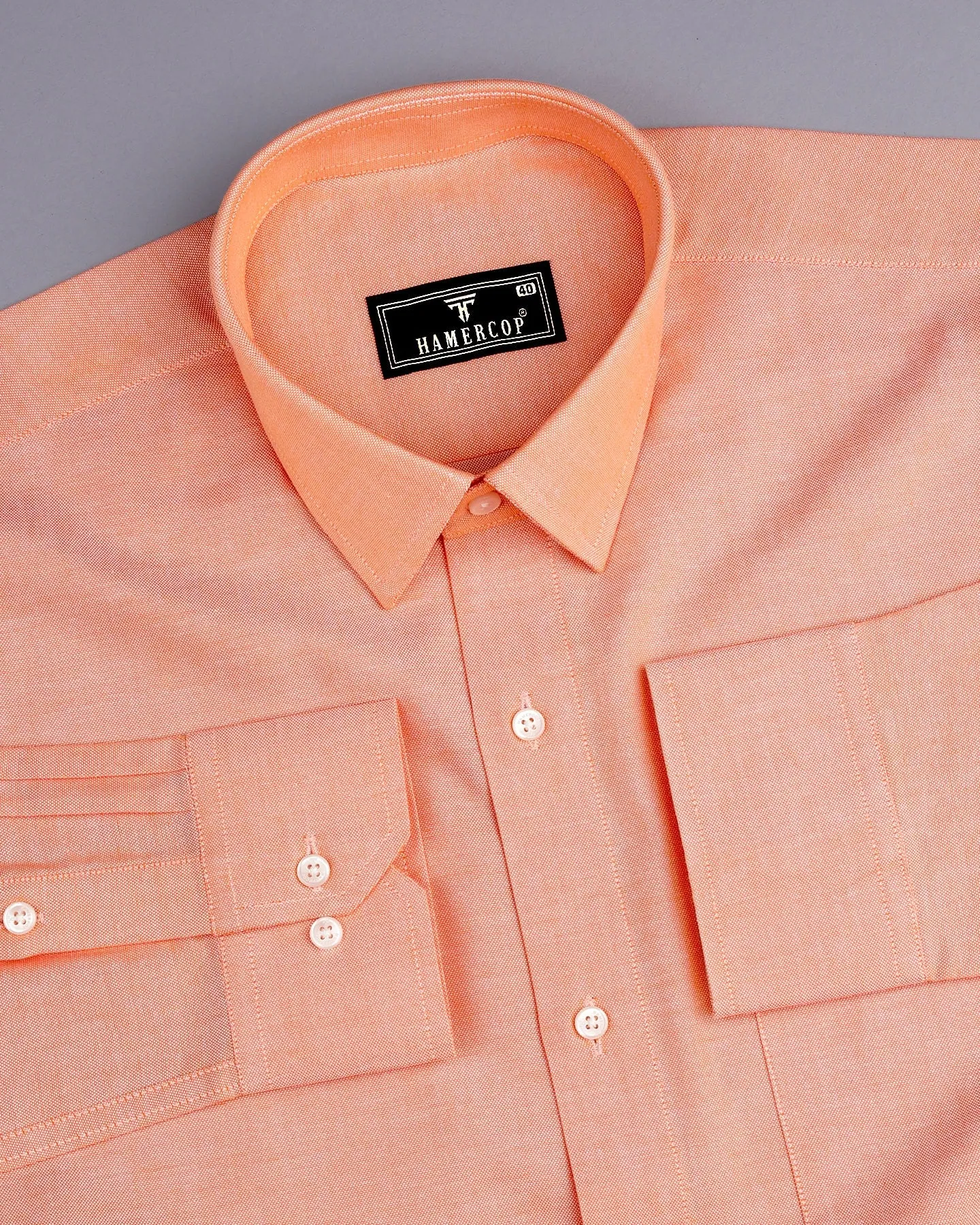Peel Orange Plain Oxford Cotton Formal Shirt