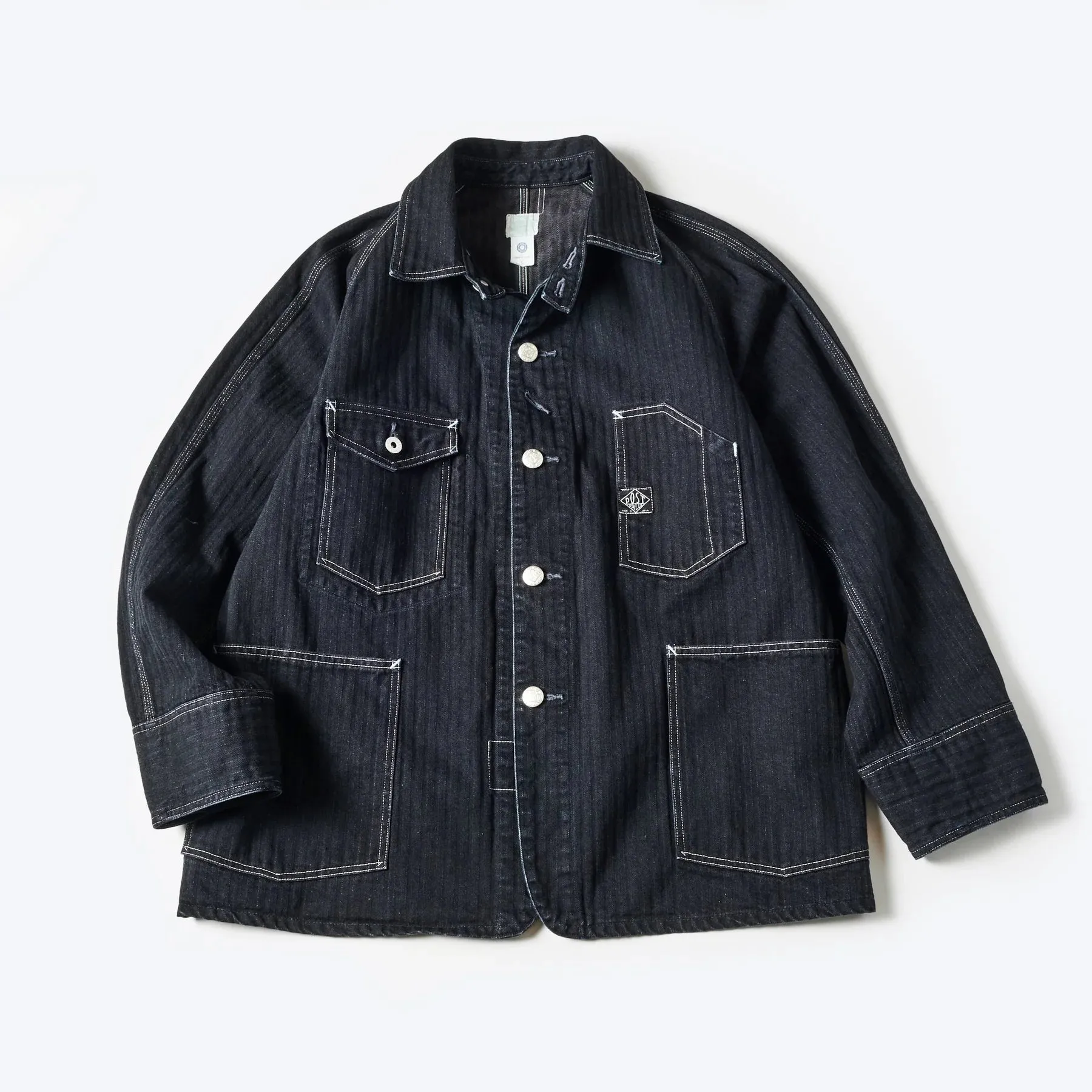 Post O'Alls Engineers' Jacket Herringbone Denim - Black