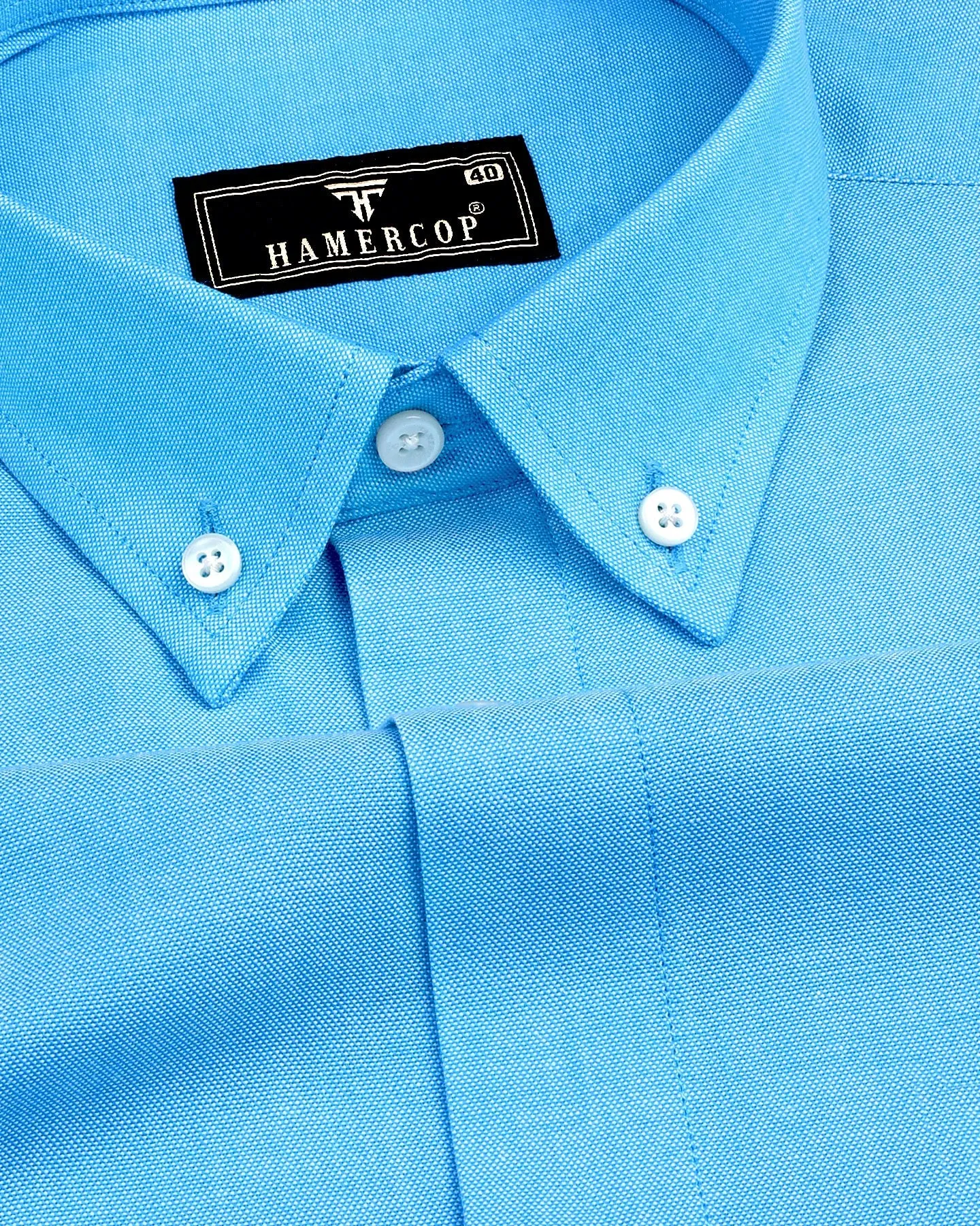 Sea Water Blue Plain Oxford Cotton Formal Shirt
