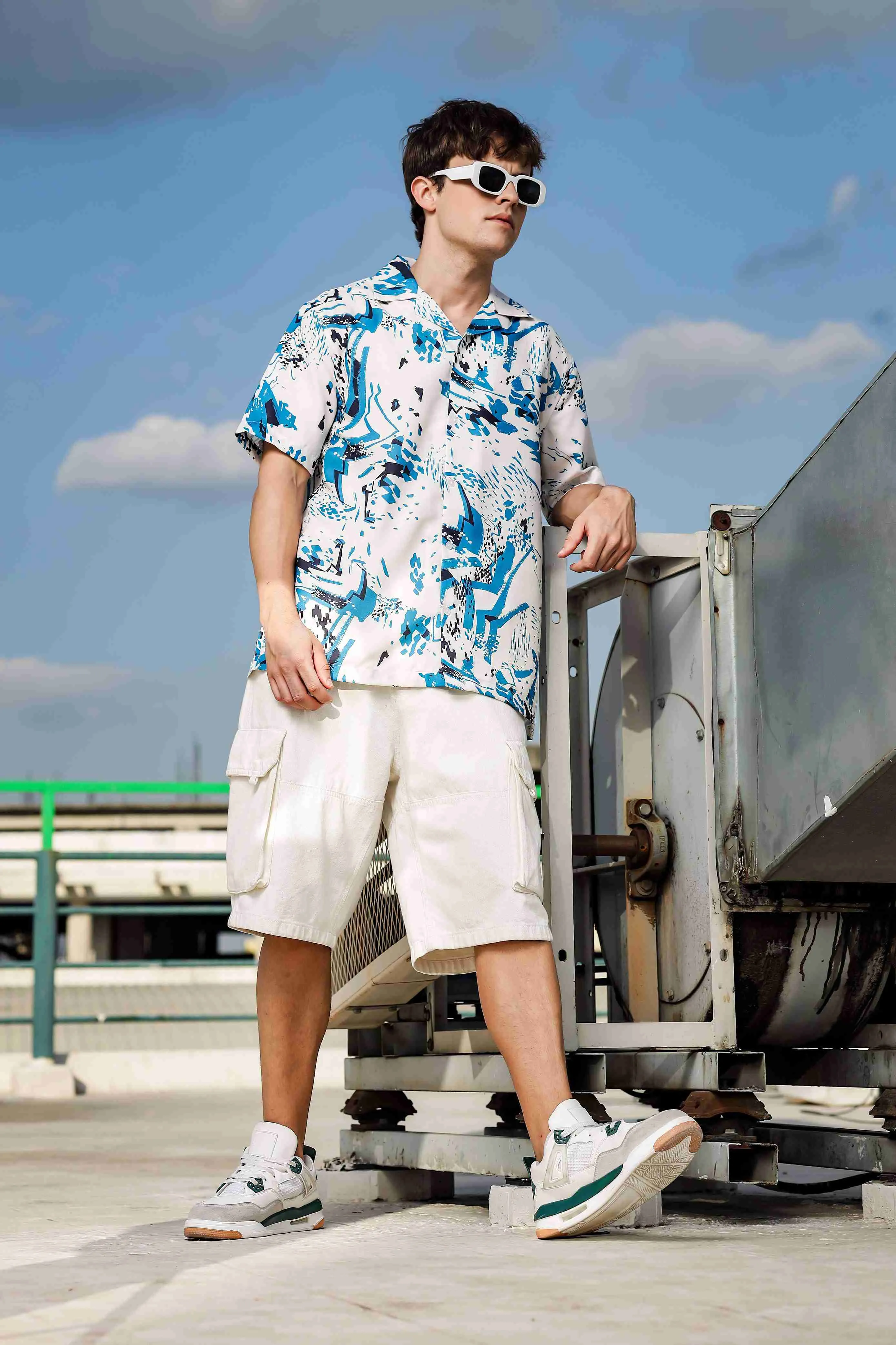 Unisex Cubano Cream Printed Relaxed Fit Resort Shirt