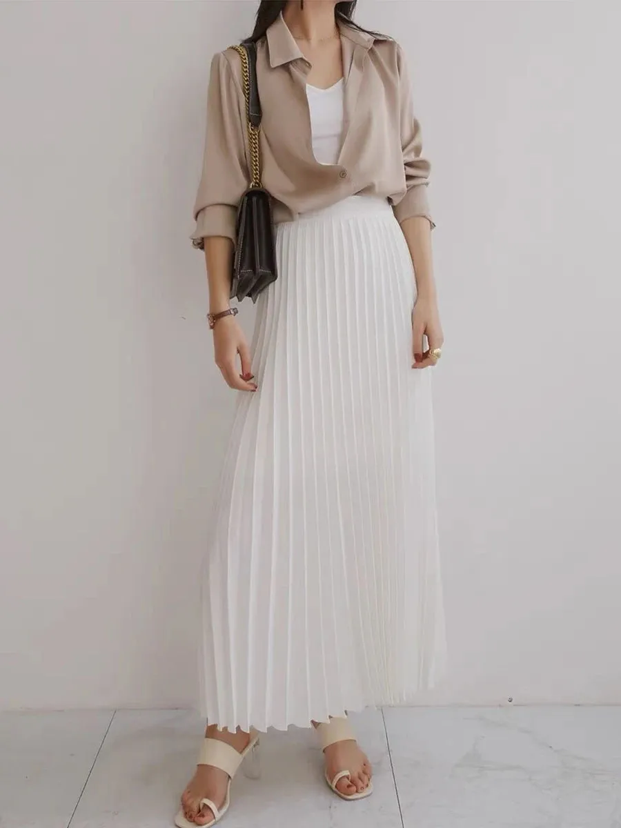 Women's Pleated Fashion Designer Elegant Split Skirts (Long)