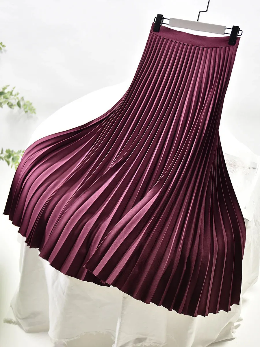 Women's Pleated Fashion Designer Elegant Split Skirts (Long)