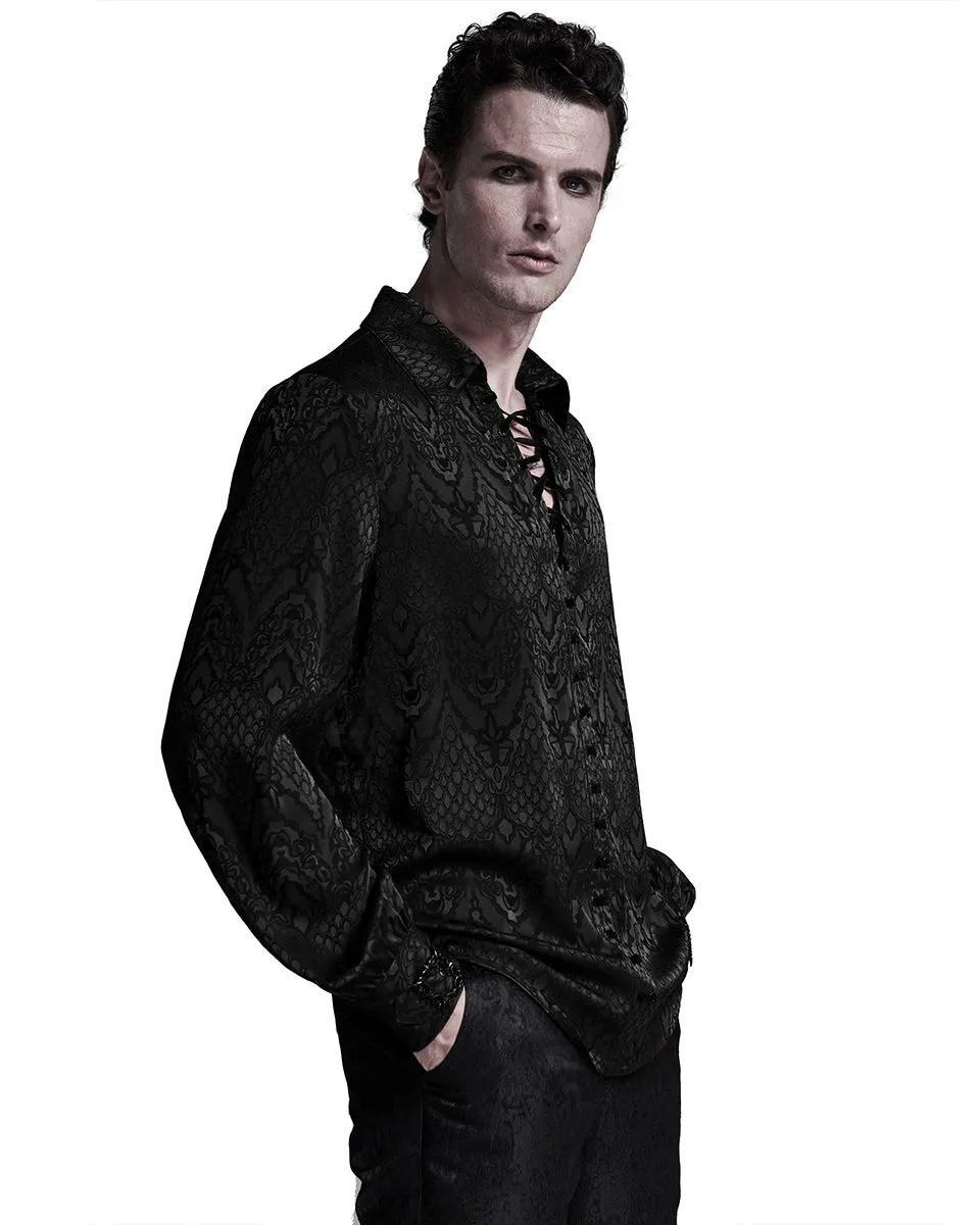 WY-1279 Mens Serpentine Gothic Dandy Shirt - Black