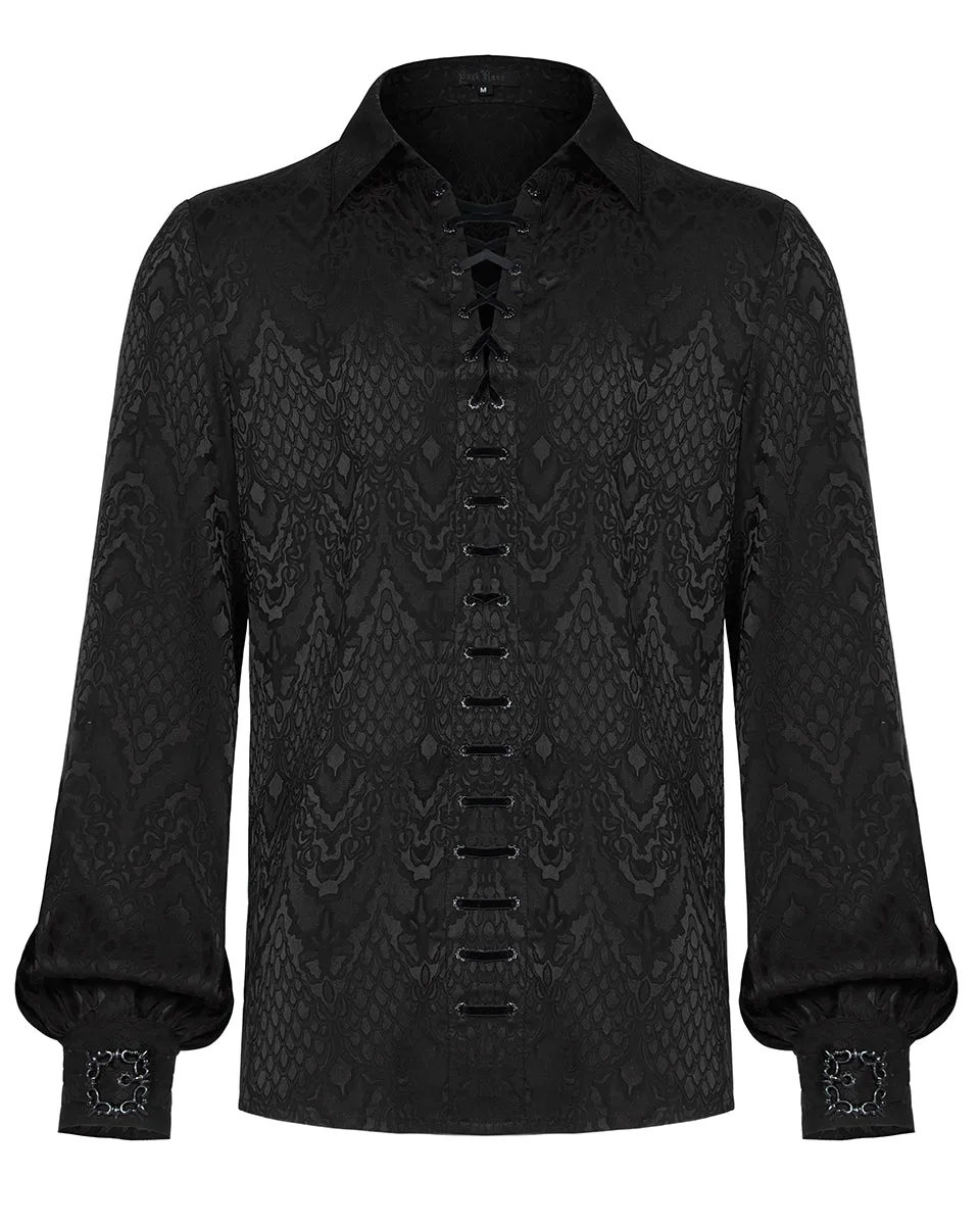 WY-1279 Mens Serpentine Gothic Dandy Shirt - Black