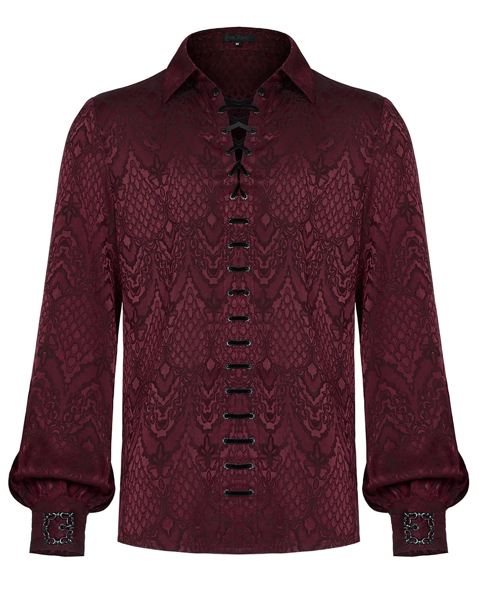 WY-1279 Mens Serpentine Gothic Dandy Shirt - Red