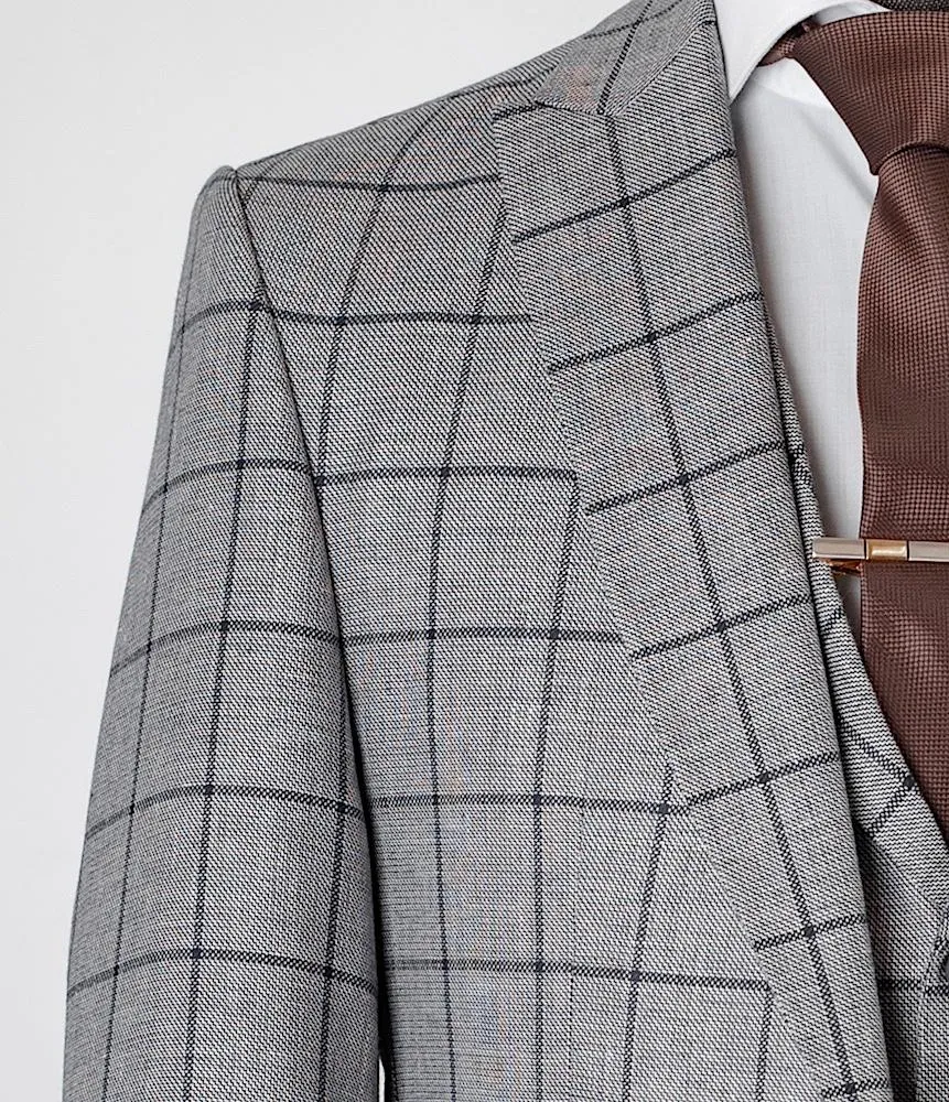 Zaid Grey Set Blazer Linen Suit